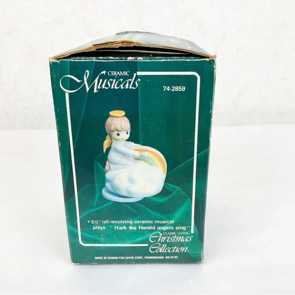 Vintage Zayre Corp Taiwan Hark The Harold Angels Sing Rotating Music Box Rainbow - Picture 9 of 11